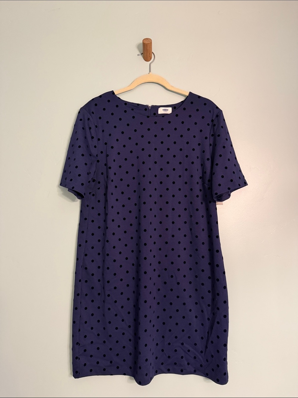 Old Navy Navy Blue Polka Dot Short Sleeve Shift Dress